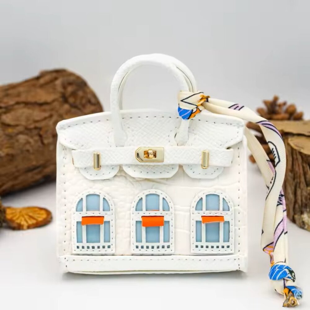 Mini Tote, Bag Charm, Coin Purse, Headphones Holder - WHITE